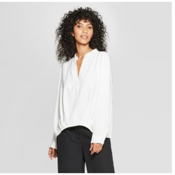 ✨Prologue Long Sleeve Black Back Tuck Blouse - Picture 4 of 5